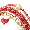 4Pcs 4 Style Glass & Shell Pearl Beaded Stretch Bracelets Set BJEW-TA00289-2