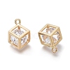 Hollow Brass Micro Clear Cubic Zirconia Charms ZIRC-H101-01G-2
