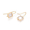 Brass Micro Pave Clear Cubic Zirconia Earring Hooks X-KK-N267-36G-2