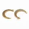 Tibetan Style Alloy Hollow Moon  2-Loop Link Pendants TIBEP-5312-AG-LF-3