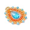 Natural Dyed Magnesite Faceted Round and Glass Seed Beaded Pendants PALLOY-MZ01218-02-3