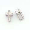 Fashionable Hollow Cross Brass Micro Pave Cubic Zirconia Beads ZIRC-N002-80P-1