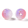 Frosted Baking Paint Crackle Glass Beads with Glitter Powder X1-DGLA-T004-01D-2