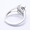 Anti-Tarnish Rhodium Plated 925 Sterling Silver Finger Ring Components STER-G027-13P-3