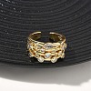 Brass Micro Pave Cubic Zirconia Cuff Open Rings RJEW-C158-02G-2