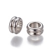 Tarnish Resistant 201 Stainless Steel Grooved European Beads STAS-P239-03P-2