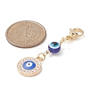Evil Eye Alloy Enamel with Rhinestone Pendant Decoration HJEW-JM01040-01-4