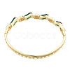 Cubic Zirconia Rectangle & Evil Eye Hinged Bangle BJEW-N012-047-3