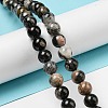Natural Black Silver Leaf Jasper Beads Strands G-R494-A17-03-4