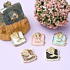 5Pcs Rack Plating Alloy Enamel Pendants ENAM-YW0002-46-5