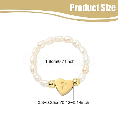 Natural Freshwater Pearl & 304 Stainless Steel Bead Finger Rings RJEW-FS00001-20-1