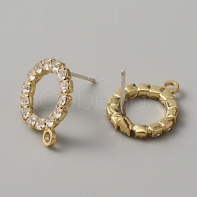 Brass Rhinestone Stud Earring Findings KK-WH0079-34LG-1