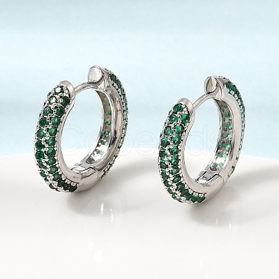 Brass Micro Pave Cubic Zirconia Hoop Earrings KK-CBA8324-24P-1