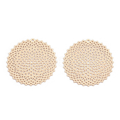 Rack Plating Brass Filigree Pendants KKC-T001-64KC-1