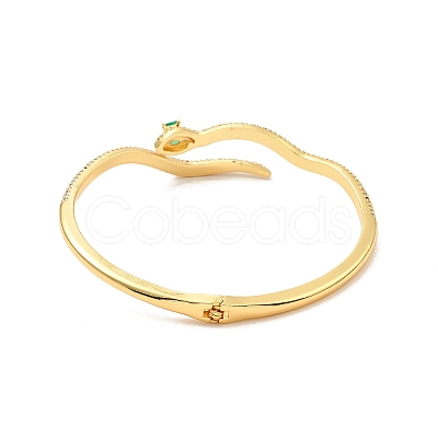 Cubic Zirconia Snake Open Cuff Bangle BJEW-P281-09G-01-1