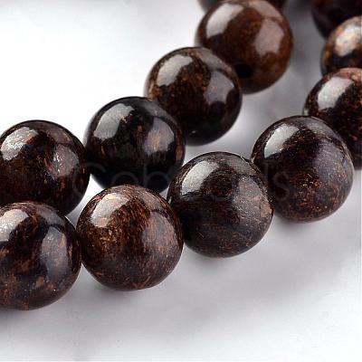 Natural Bronzite Round Beads Strands G-E330-8mm-03-1