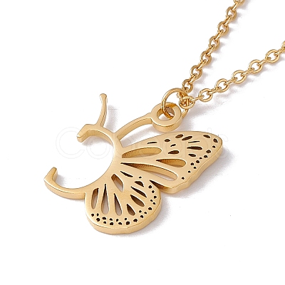 Initial Letter with Butterfly Pendant Necklace NJEW-C026-01G-C-1