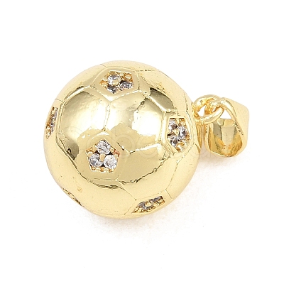 Football Brass Micro Pave Cubic Zirconia Pendants KK-A297-09I-G-1