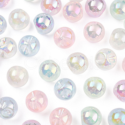 UV Plating Rainbow Iridescent Acrylic Beads OACR-P015-04B-1