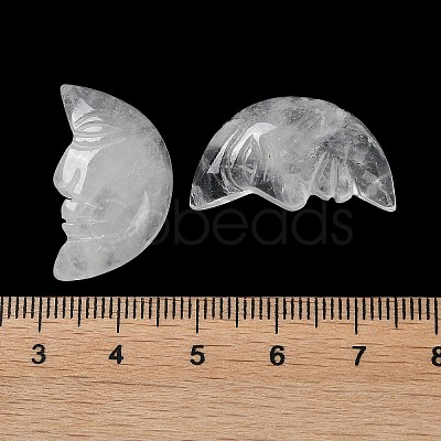 Natural Quartz Crystal Carved Healing Moon with Human Face Figurines G-B062-06F-1