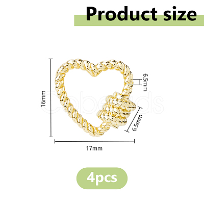 4Pcs Brass Screw Carabiner Lock Charms KK-DC0004-91-1
