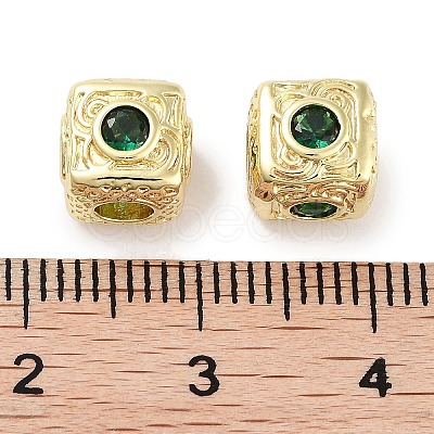 Brass Micro Pave Cubic Zirconia Beads KK-C051-28G-02-1