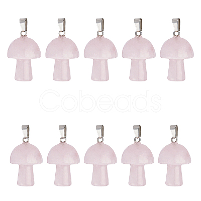 10Pcs Natural Rose Quartz Pendants G-UN0001-18A-1