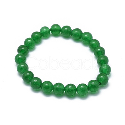 Natural Malaysia Jade(Dyed) Bead Stretch Bracelets BJEW-K212-C-013-1