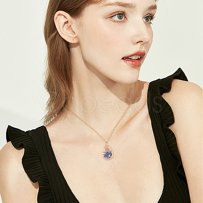 1Pc Brass Clear Glass Teardrop Locket Pendant Necklaces NJEW-NB0001-34-1