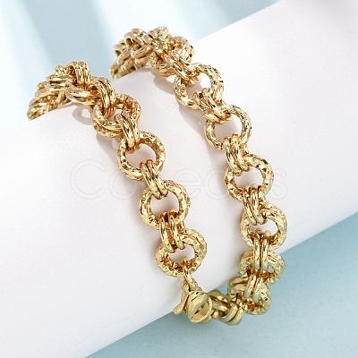 8MM 304 Stainless Steel Textured Double Rolo Chain Necklaces for Women NJEW-G194-05G-01-1