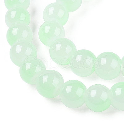 Baking Paint Imitation Jade Glass Round Bead Strands X1-DGLA-N003-10mm-08-1-1