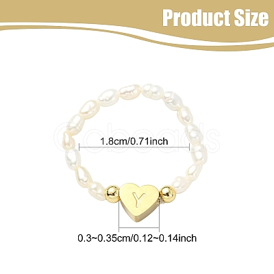 Natural Freshwater Pearl & 304 Stainless Steel Bead Finger Rings RJEW-FS00001-25-1