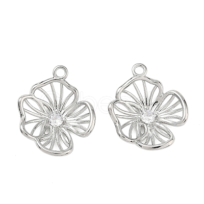 Brass Micro Pave Clear Cubic Zirconia Pendants KK-K351-73P-1