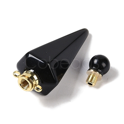Natural & Synthetic Mixed Gemstone Faceted Cone Openable Perfume Bottle Big Pendants G-L524-18G-1