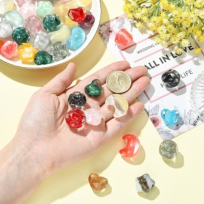 12Pcs 4 Styles Transparent Resin Beads RESI-YW0005-79-1