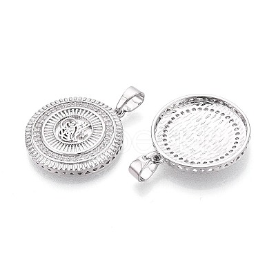 Brass Pave Clear Cubic Zirconia Pendants KK-T081-09P-1