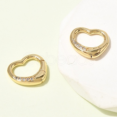 Brass Micro Pave Clear Cubic Zirconia Spring Gate Rings ZIRC-F146-01A-1