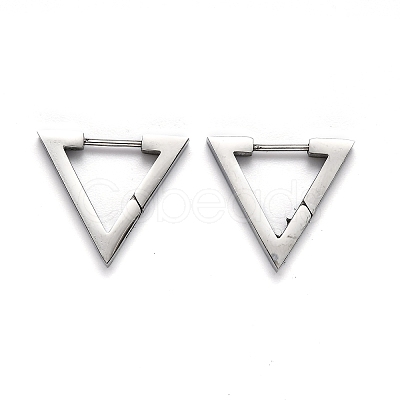 Tarnish Resistant 304 Stainless Steel Triangle Huggie Hoop Earrings STAS-J033-02C-P-1