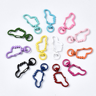 Spray Painted Eco-Friendly Alloy Swivel Snap Hooks Clasps PALLOY-T080-11-NR-1