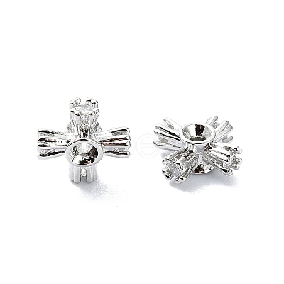 Rack Plating Brass Micro Pave Clear Cubic Zirconia Beads KK-U014-10A-P-1