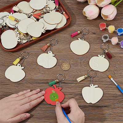 24Pcs Wood Keychain KEYC-OC00009-1