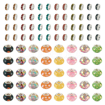 50Pcs Transparent Resin Rondelle European Beads RESI-TA0005-62-1
