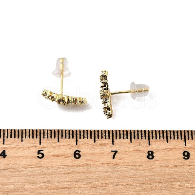 Brass Micro Pave Cubic Zirconia Stud Earrings LS-EJEW-F273-15B-G-1