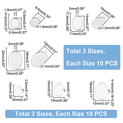 30Pcs 3 Sizes 304 Stainless Steel Pendant Cabochon Settings STAS-UN0042-66-1