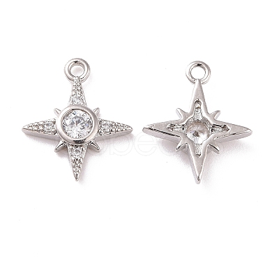Brass Micro Pave Clear Cubic Zirconia Charms X-KK-G418-08P-1