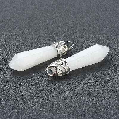 Bullet Natural White Jade Pointed Pendants G-E332-C27-1