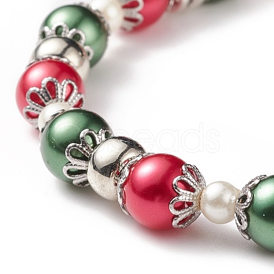 Glass Pearl Beaded Stretch Bracelet BJEW-TA00144-1