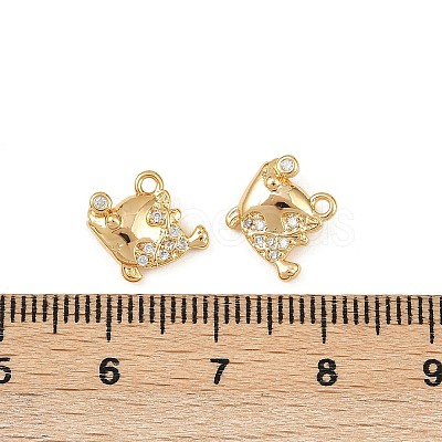 Ocean Theme Brass Micro Pave Cubic Zirconia Charms KK-F902-08H-G-1