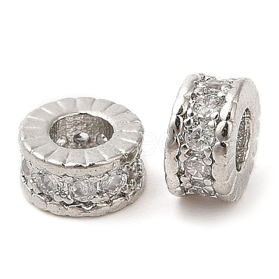 Rack Plating Brass Micro Pave Cubic Zirconia Beads KK-A186-03B-P-1