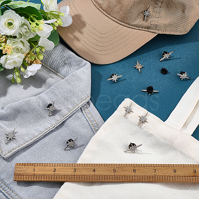 12Pcs Star Alloy Pave Rhinestone Clip Lapel Pin Backs for Clothes JEWB-FG0001-83-1